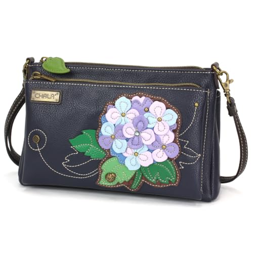 Deluxe Crossbody- Navy Hydrangea