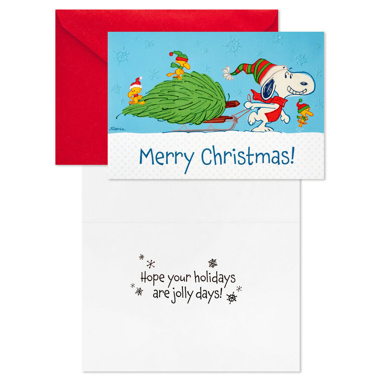 Peanuts® Snoopy Hauling the Tree Boxed Christmas Cards, Pack of 16