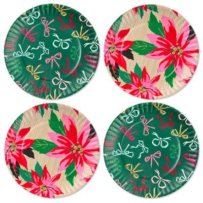 Lacey Chabert Collection Bow and Poinsettia Appetizer Plates, Set of 4