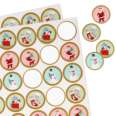 Nostalgic Winter Icons Round Christmas Seals, 2 Sheets