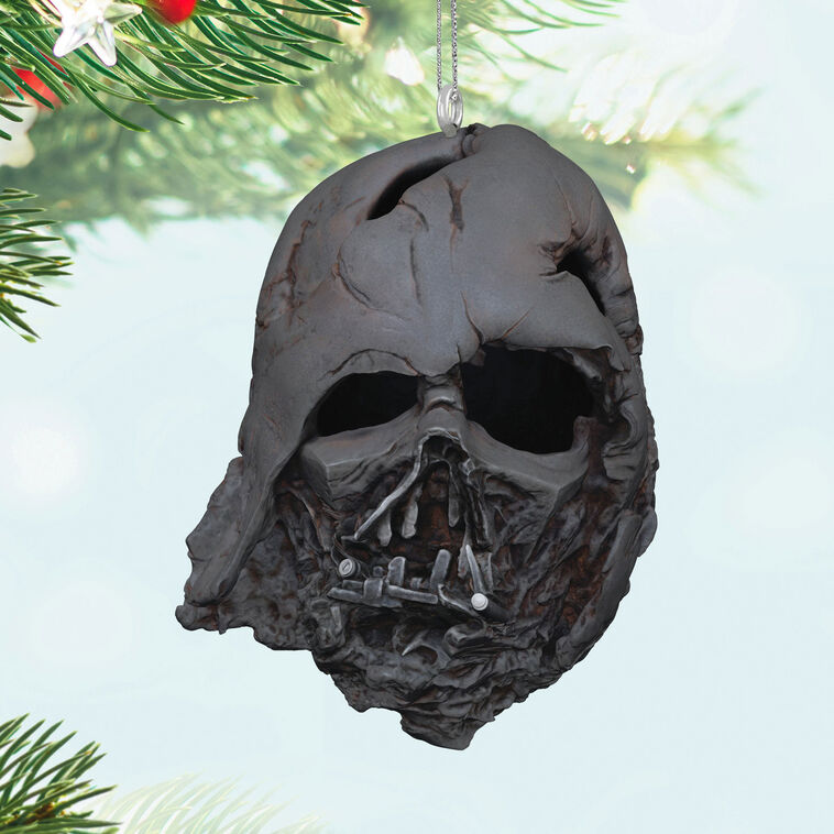 Hallmark Keepsake Darth Vader pyre helmet ornament, melted black mask from Star Wars: The Force Awakens, 10th Anniversary edition.