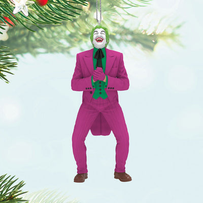 The Joker ornament, classic Batman TV series, fuchsia suit, green shirt, Hallmark Keepsake, Christmas decoration, comic book villain.