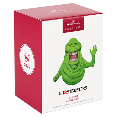 Slimer ornament, Ghostbusters green ghost, translucent collectible, Hallmark Keepsake, Christmas tree decoration, movie fan gift