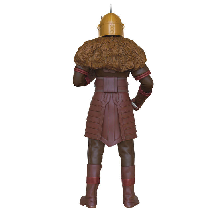Star Wars Mandalorian The Armorer ornament, Hallmark Keepsake 2025, warrior in gold helmet forging beskar armor, Disney collectible.
