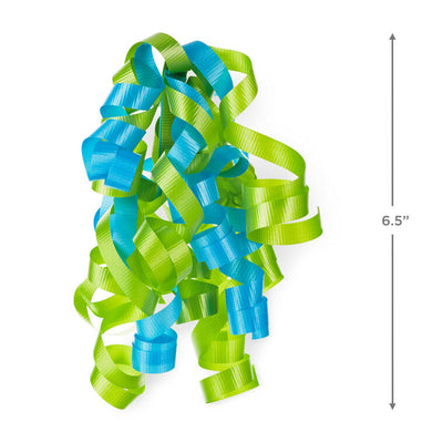 Hallmark gift bow with aqua and light green crimped curls for vibrant gift wrapping.