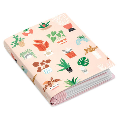 Soft pastel greeting card booklet with potted plant design on blush cover, includes 12 assorted all-occasion cards with modern illustrations and messages.
