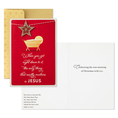 Baby Jesus in the Manger Religious Boxed Christmas Cards, Pack of 16