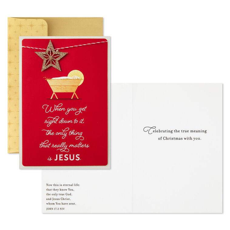 Baby Jesus in the Manger Religious Boxed Christmas Cards, Pack of 16