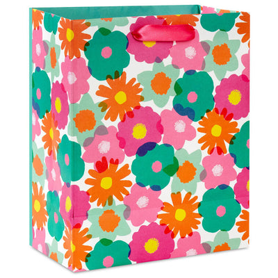 Hallmark birthday gift bag with colorful ice cream cone design, whimsical font, and red foil cherry on green background.