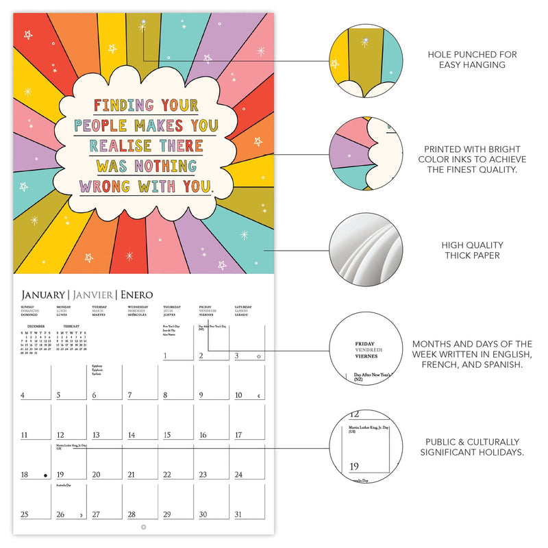The Positive Calendar 12 x 12 Wall Calendar