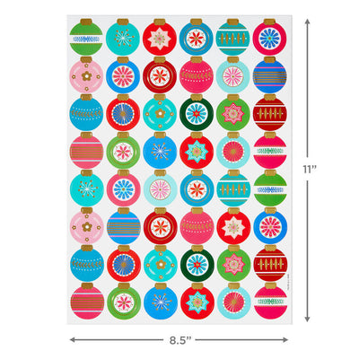 Colorful Christmas Ornament Round Christmas Seals, 2 Sheets