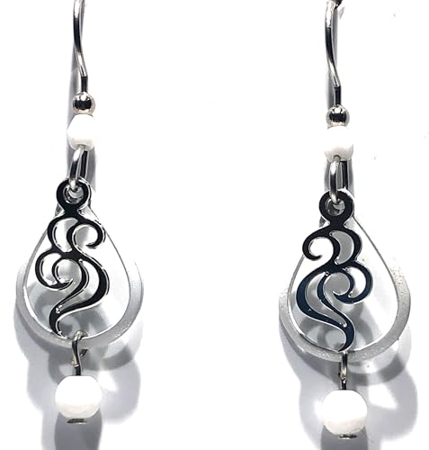 White Tear with Swirl and Drop Pierced Earrings