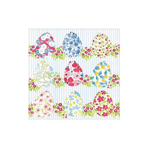Floral Easter Eggs Paper Cocktail Napkins, Two Packs of 20