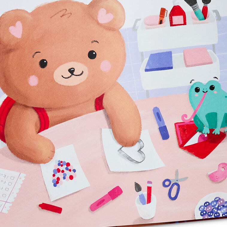 Hardcover children’s book “From the Heart: Bear Finds Just the Write Words” with colorful valentines-themed illustrations.