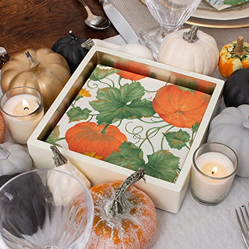 Heirloom Pumpkins Ivory/Orange - Napkin Cocktail