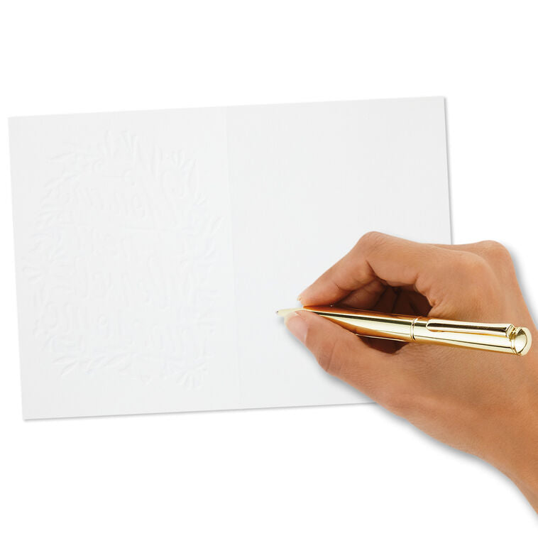 Blank note cards with colorful floral wreath and script message, includes envelopes.