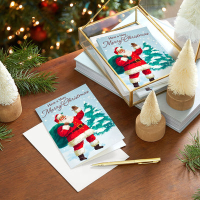 Jolly Santa Claus Boxed Christmas Cards, Pack of 40