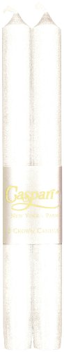 Caspari 10-inch white taper candles, set of two; dripless, smokeless, unscented with lead-free cotton wicks for a clean and elegant burn.