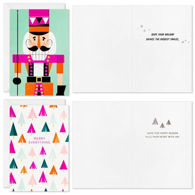 Neon Brights Assorted Boxed Christmas Cards, Pack of 16