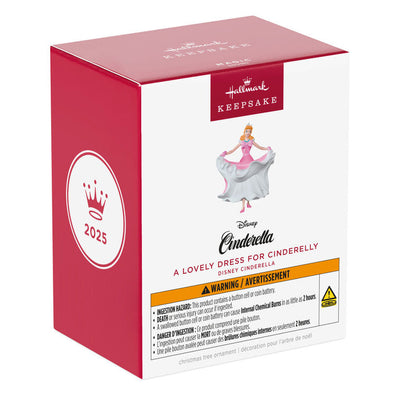 Cinderella in pink and white dress Christmas ornament, spinning pose from The Work Song scene