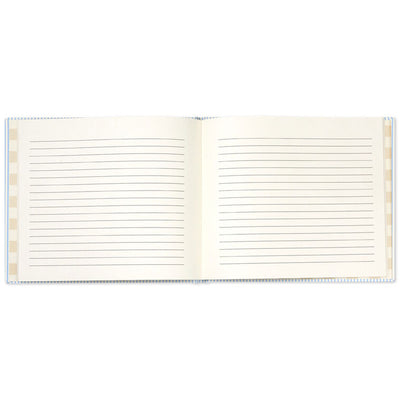 So Happy You're Here Blue and White Striped Guest Book