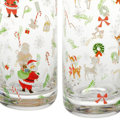 Vintage Santa and Friends Drinking Glasses, Set of 4