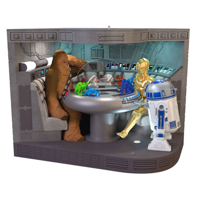 Star Wars Let the Wookiee Win ornament, Chewbacca, R2-D2, holochess scene, video, light and sound, Hallmark Keepsake, Christmas decoration.