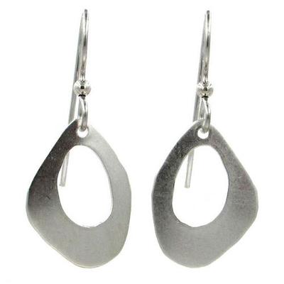 Silver Forest mini open organic shape silver drop earrings with surgical steel earwires, hypoallergenic and handcrafted in 
