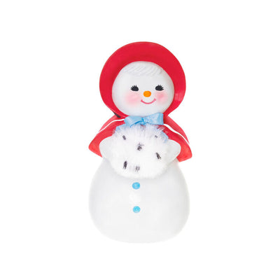Hallmark Keepsake Sweet Snow Girl porcelain ornament, vintage snow lady with red bonnet, rosy cheeks, and fluffy scarf.