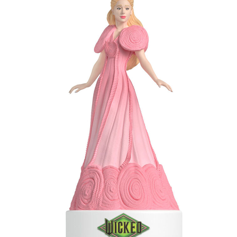 Glinda Wicked Popular Musical Ornament, pink gown, “Wicked” base, Christmas tree decoration, Hallmark Keepsake, plays “Popular” song.