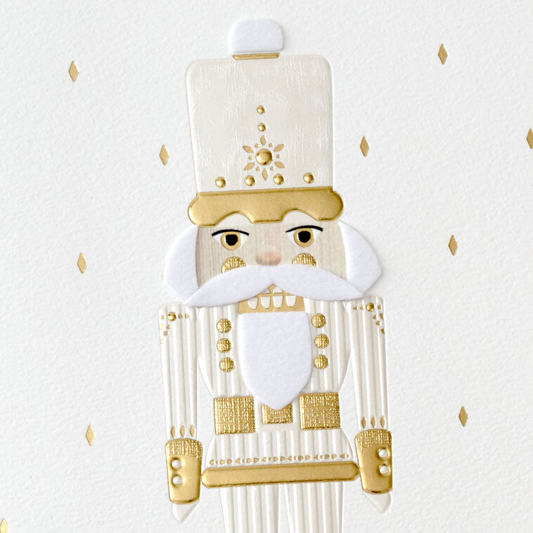 Ivory and Gold Nutcracker Boxed Christmas Cards, Pack of 10