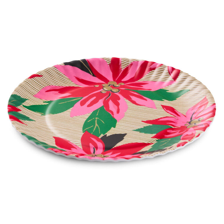 Lacey Chabert Collection Bow and Poinsettia Appetizer Plates, Set of 4