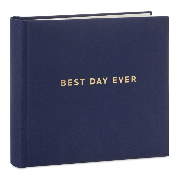 Best Day Ever Gold on Navy Linen Photo Album