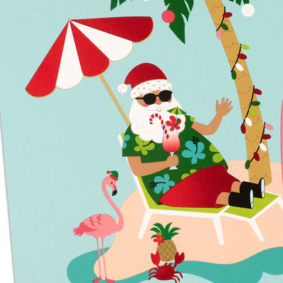 Tropical Santa and Palm Tree Boxed Christmas Cards, Pack of 16
