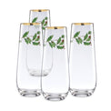 Holiday stemless flute glasses   set of 4