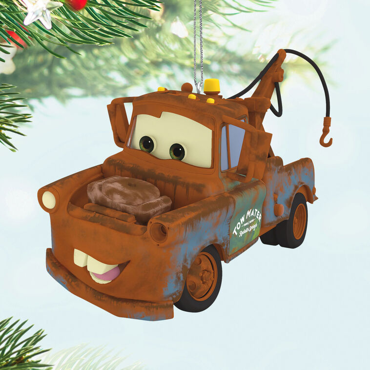 Hallmark Keepsake Cars Mater ornament, brown tow truck with sound and motion, Disney/Pixar Christmas tree decoration.