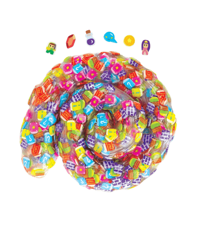 Arcade-themed Crazy Aaron's Hide Inside Thinking Putty with 6 hidden pieces and vibrant colors for sensory and puzzle play.
