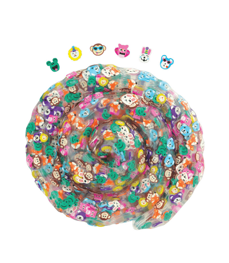 Crazy Aaron’s Party Animals Thinking Putty with 6 hidden festive faces; fun, sensory-safe tactile play for kids and adults.