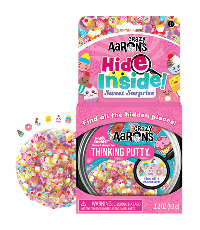 Crazy Aaron’s Sweet Surprise Thinking Putty with hidden candy characters; sensory-safe, non-toxic fun for tactile play and focus