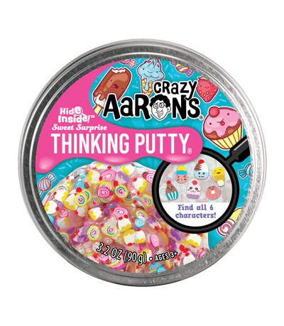 Crazy Aaron’s Sweet Surprise Thinking Putty with hidden candy characters; sensory-safe, non-toxic fun for tactile play and focus