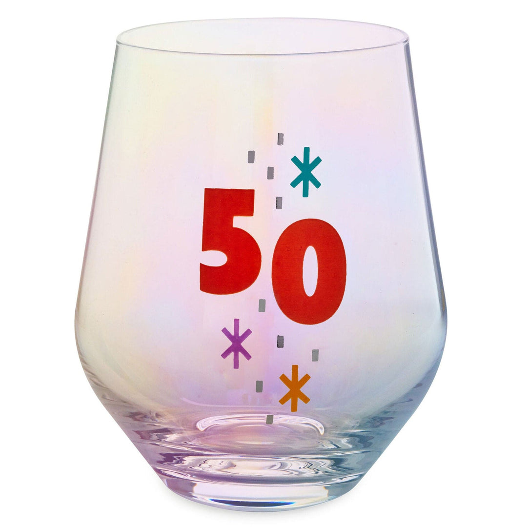 50th birthday wine glass 50 Stemless Wine Glass, 16 oz