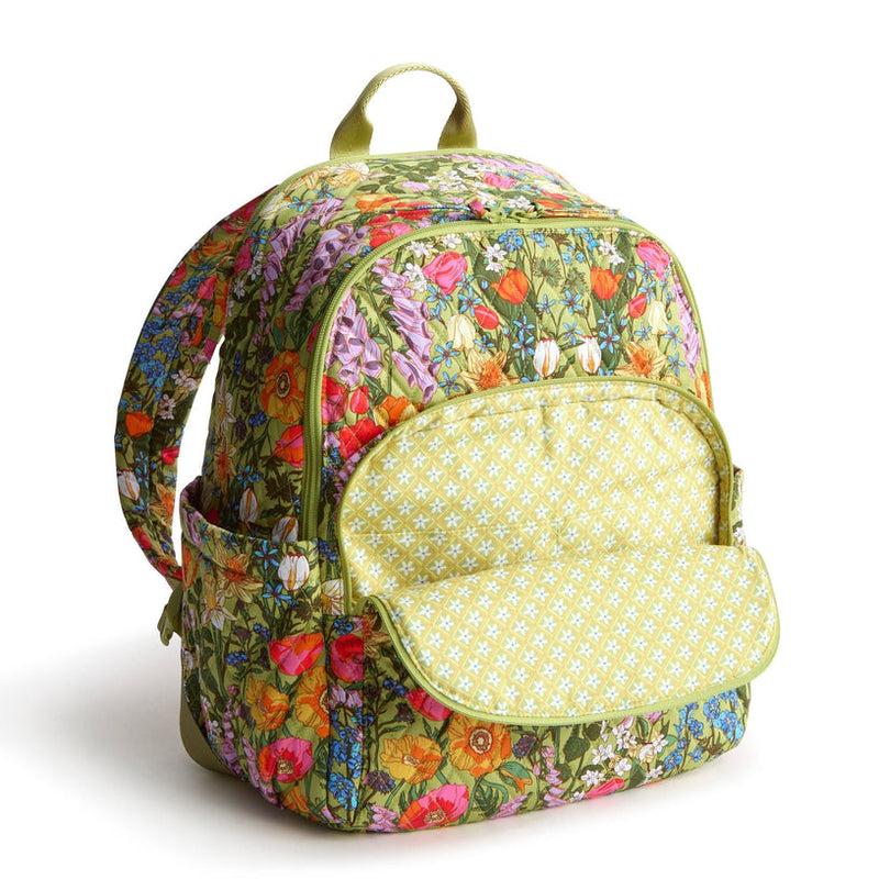 Vera Bradley Bancroft Backpack in Meadow Bouquet with laptop sleeve and multiple zip compartments
