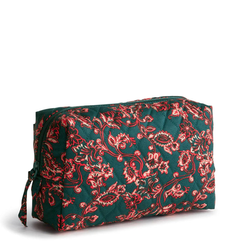 Vera Bradley Medium Cosmetic Bag in Victorian Vines with front zip pocket and compact makeup storage