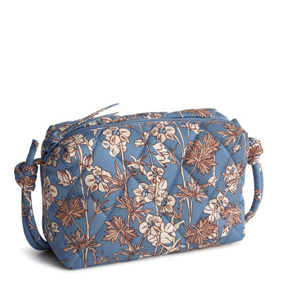 Vera Bradley Blake Crossbody in Larkspur Delphinium with zip pocket and adjustable strap
