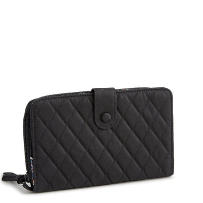 Black large tab wallet with snap closure, card slots, and zip pocket from Vera Bradley