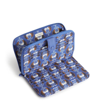 Deep Ultramarine Vera Bradley wallet with snap closure and multiple card compartments
