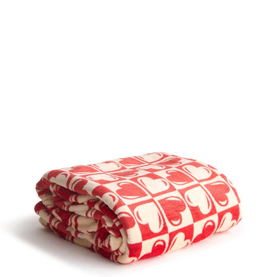 Vera Bradley Plush Throw Blanket in Graphic Heart design, ultra-soft polyester for cozy lounging