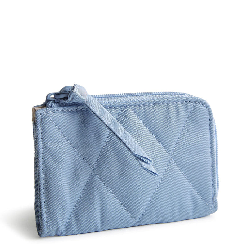 Vera Bradley Soft Chambray card pouch with zipper and hinge ring, compact design for cards and small essentials.