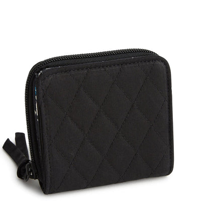 Vera Bradley Small Zip-Around Wallet in Moonless Night with multiple card slots, zip coin pocket, and snap closure.

