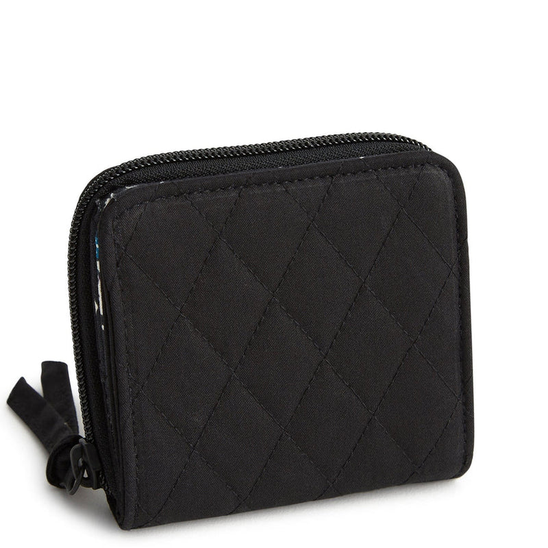 Vera Bradley Small Zip-Around Wallet in Moonless Night with multiple card slots, zip coin pocket, and snap closure.
